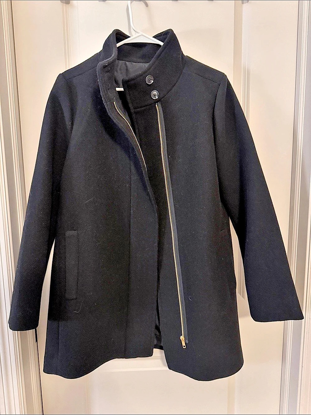 J.CREW City Coat Wool Pea Coat Black Size 8